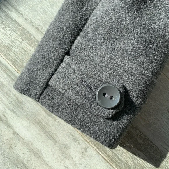 Kenneth Cole Wool Classy Button Down Dress Pea Coat Single Breasted Gray 12 - Picture 13 of 16